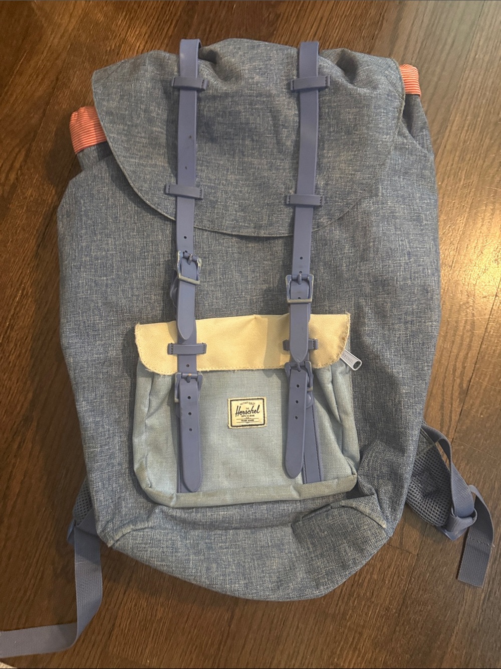 Herschel Supply Company Light Blue Roll-Top Backpack with Cream Accent